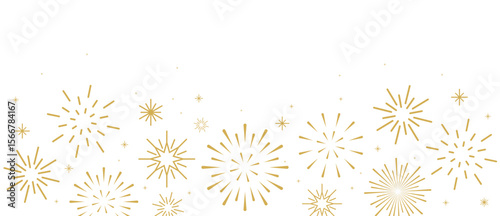 Modern fireworks on white background, copy space,
festive celebration vector, Exploding Golden 
festival fireworks bursting modern minimalist simple 
celebration background
