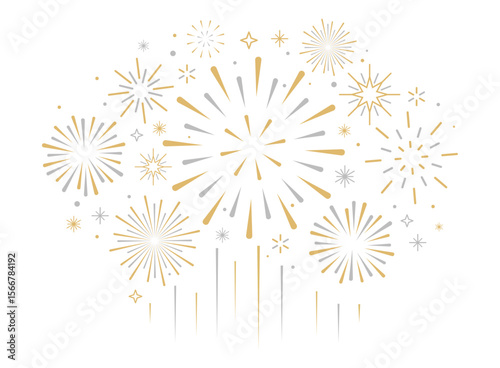 Modern simple exploding fireworks isolated on white background, firework clipart no background, icons vector illustration for Christmas, New year, Holiday, Birthday, Anniversary, Victory, Party