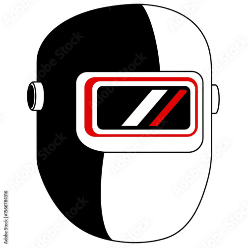 Vector Balck and Red Welding Helmet.eps