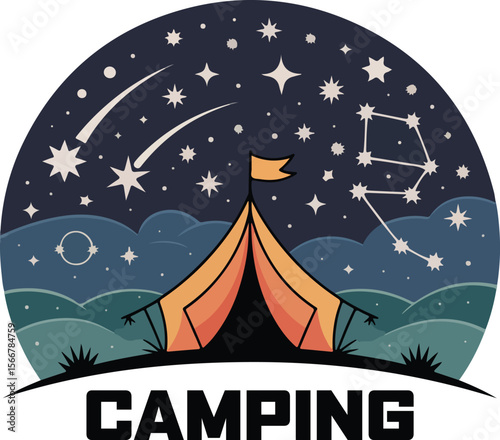 Camping logo design transparent isolated vector