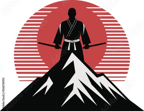 Zen Warrior Silhouette transparent isolated vector