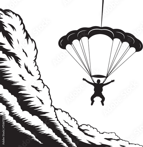 Skydiver in Freefall Silhouette

Parachuting Adventure Vector Art

Extreme Skydiving Action Illustration

High Altitude Parachute Jump Silhouette

Adrenaline Rush Skydiver Design