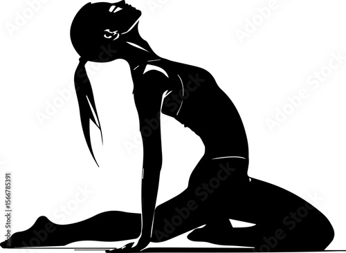 Backbend Stretch Silhouette Female Flexibility Pose Vector