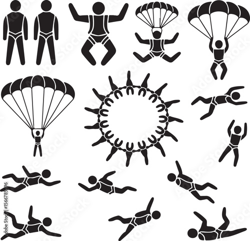 Skydiver in Freefall Silhouette

Parachuting Adventure Vector Art

Extreme Skydiving Action Illustration

High Altitude Parachute Jump Silhouette

Adrenaline Rush Skydiver Design