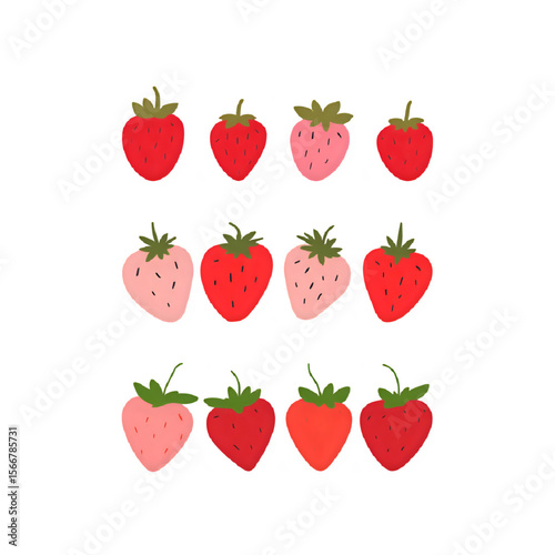Strawberry illustration pattern fresh fruit summer food design vector graphic art