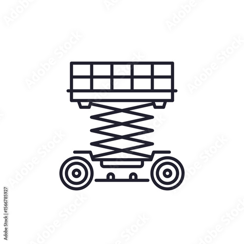 lifting platform line icon, scissor lift vector