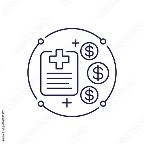 medical costs icon in line design