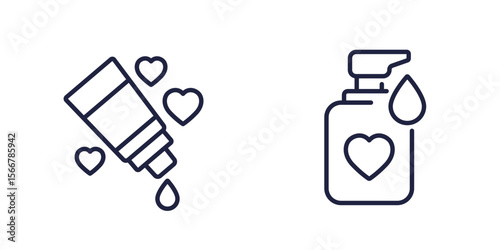 lubricant icons, sex lube or intimate gel line design