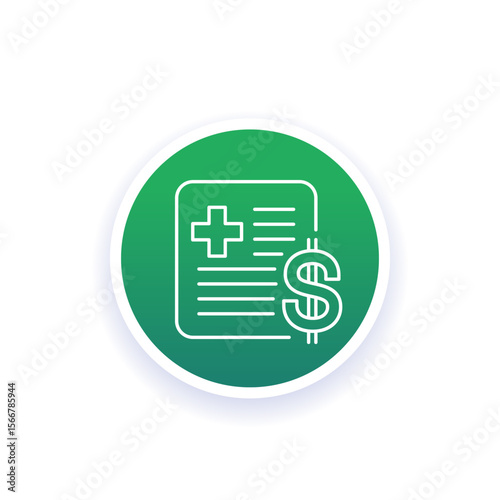 medical bill icon, healthcare costs line vector design