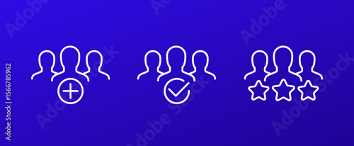 membership icons, clients and customers line design