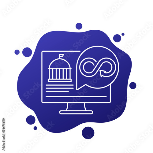 Sustainable governance icon, sustainability and electronic government line design