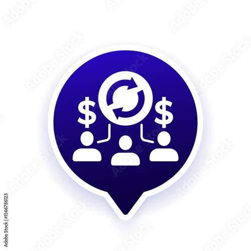 Turnover cost icon with employees, business and management vector design