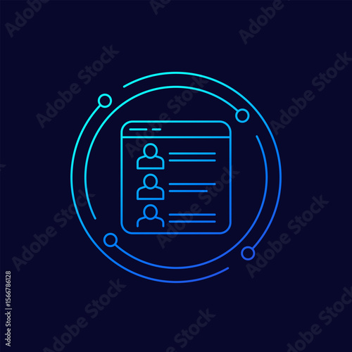 user list or contacts icon, linear design