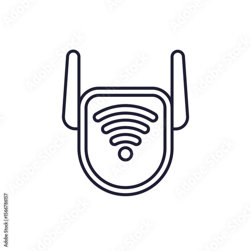 WiFi extender icon, Wi-Fi signal booster or amplifier line design on white