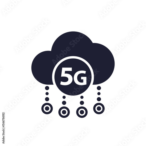 5G network icon with cloud on white