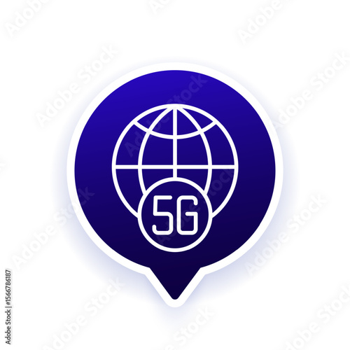 5G network icon with a globe, line design