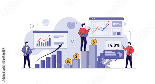 Illustrative depiction of business growth strategies and financial planning with expert team analysis
