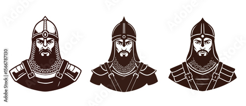 Medieval Knights Busts - Historical Warriors Vector Set