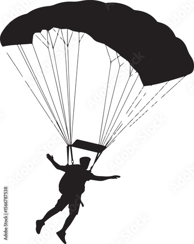 Skydiver in Freefall Silhouette

Parachuting Adventure Vector Art

Extreme Skydiving Action Illustration

High Altitude Parachute Jump Silhouette

Adrenaline Rush Skydiver Design