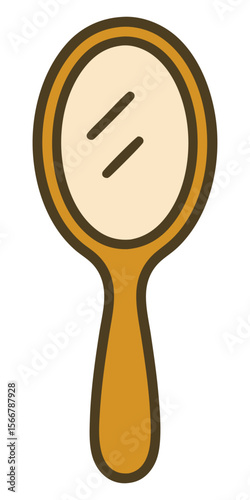 Elegant Hand Mirror Beauty Accessory Flat Design Vector Illustration - Reflection Graphic