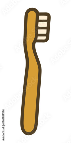 Eco-Friendly Wooden Toothbrush Flat Design Vector Illustration - Oral Health Hygiene Graphic