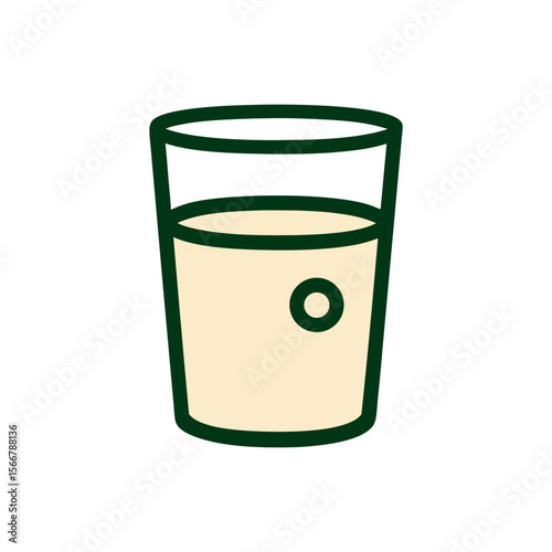 Simple Glass of Milk or Beverage Flat Design Vector Illustration - Healthy Drink Graphic