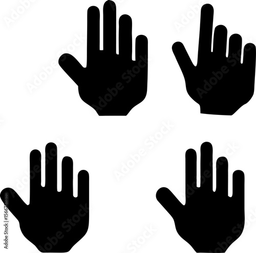 Hand gestures silhouette, representing numbers and mouse cursor