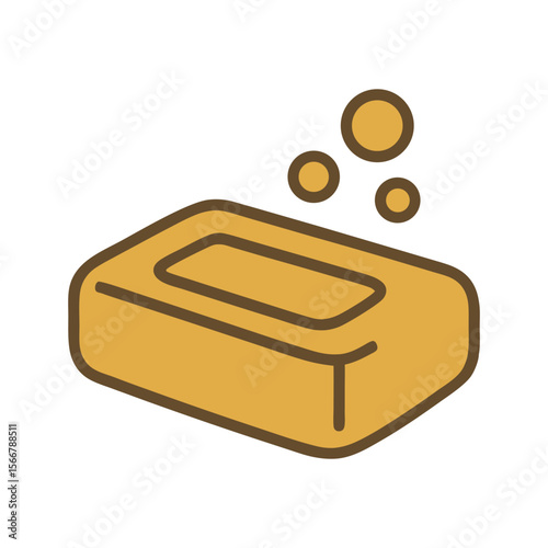 Clean Bar of Soap with Bubbles Flat Design Vector Illustration - Hygiene Washing Graphic