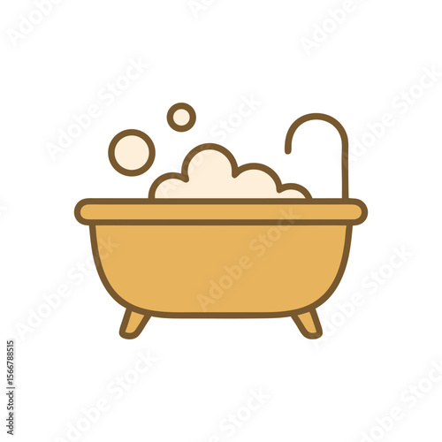Cozy Bubble Bath Bathtub Flat Design Vector Illustration - Relaxation Hygiene Graphic