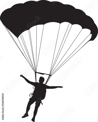Skydiver in Freefall Silhouette

Parachuting Adventure Vector Art

Extreme Skydiving Action Illustration

High Altitude Parachute Jump Silhouette

Adrenaline Rush Skydiver Design