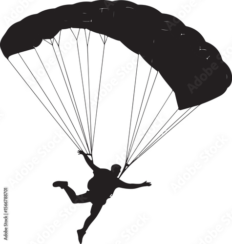 Skydiver in Freefall Silhouette

Parachuting Adventure Vector Art

Extreme Skydiving Action Illustration

High Altitude Parachute Jump Silhouette

Adrenaline Rush Skydiver Design