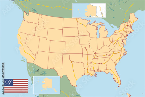 Chicago map vector depicting contiguous US, suitable for infographics, presentations, web design, and educational materials about the area.
