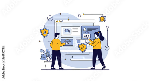 Two developers collaborating on a secure digital interface project understanding user needs and system requirements for enhanced functionality
