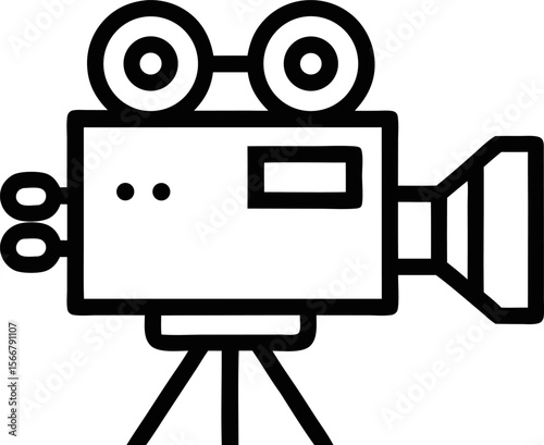 Movie Camera Linear Icon Vector Illustration