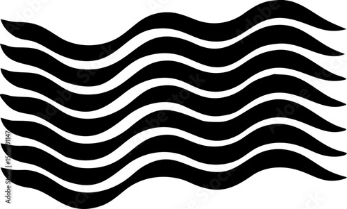 Seamless abstract black and white wavy lines pattern with an oceanic design for a modern background