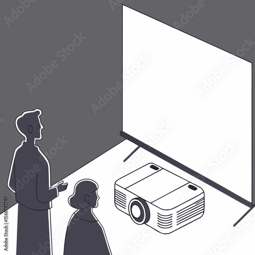 Minimalist projector mockup casting shadows, perfect for product presentations, tech demonstrations, or sleek visual promotions.