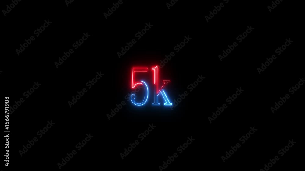 5 K Neon text effect video motion on black background .Celebration5 K Text Animation 4k On Alpha. M text fire color ,technology video ,animation by blue color neon. 4k video