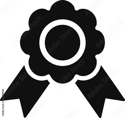 Ribbon Rosette Reward Icon Vector Illustration