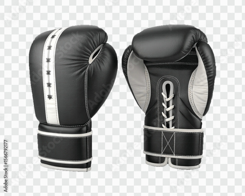 abstract 3d boxing gloves front and back view in different color style isolated on transparent background