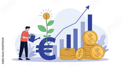 Growing your wealth a gardener nurturing a money tree symbolizing financial growth and investment opportunities