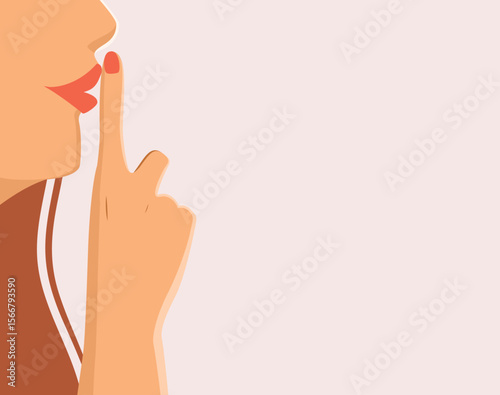 Cartoon vector of a close-up hand making a silence gesture, useful for communication, privacy or secrecy concept vector illustration