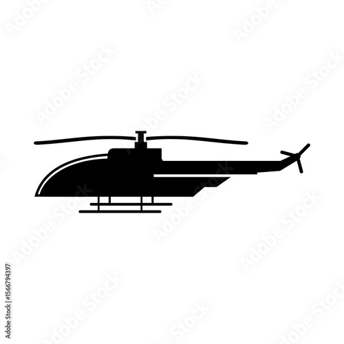 A modern helicopter silhouette vector, icon on white background.