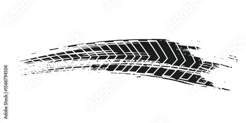 Auto tire tread grunge element. Car and motorcycle tire pattern, wheel tyre tread track. Black tyre print. Vector illustration isolated on white background.