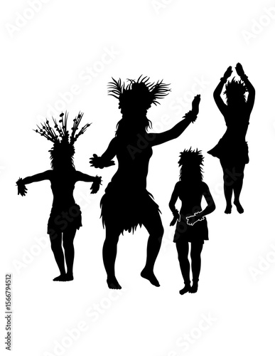 Hula girl Tahitian, Hawaiian female dancer silhouette