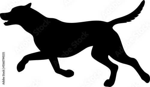 Canvas Print Black silhouette of a running dog, cat, and other wild animals