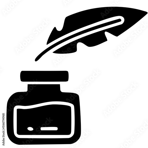 Editable design icon of inkpot Quill and Ink Single Vector SVG 