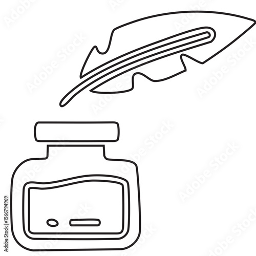 Editable design icon of inkpot Quill and Ink Single Vector SVG 