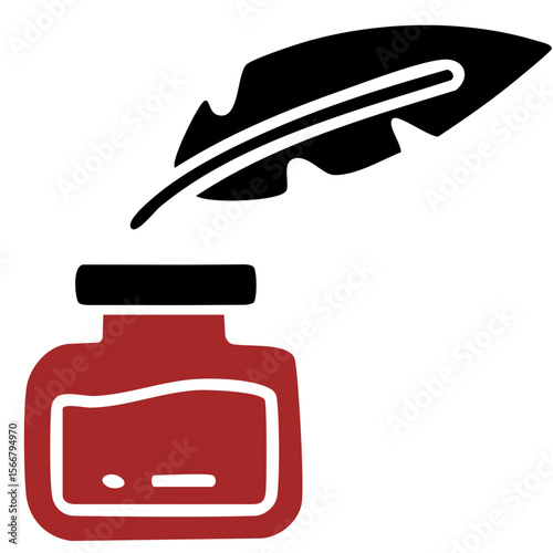 Editable design icon of inkpot Quill and Ink Single Vector SVG 