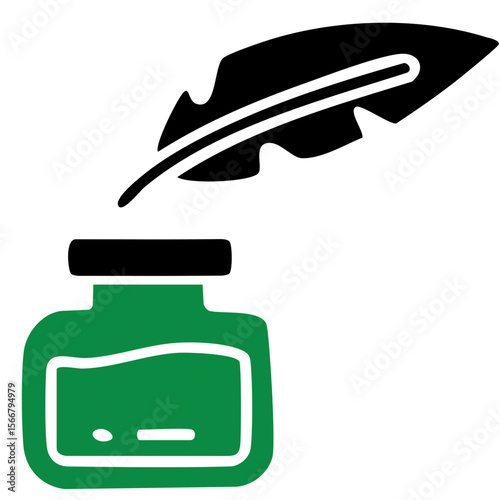 Editable design icon of inkpot Quill and Ink Single Vector SVG 