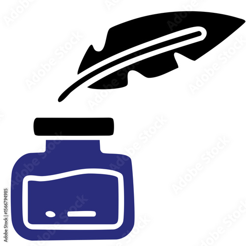 Editable design icon of inkpot Quill and Ink Single Vector SVG 